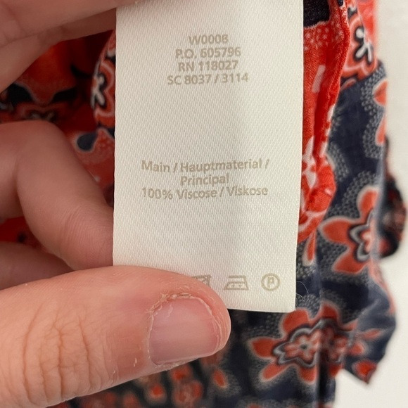 Boden Orange Blue V Neck Blouse 4 - Picture 6 of 8